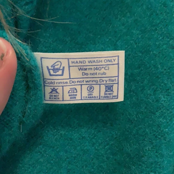 CLAN ROYAL VINTAGE LAMBSWOOL ARGYLE GRANDPA SWEATER TEAL SIZE L - Picture 7 of 7